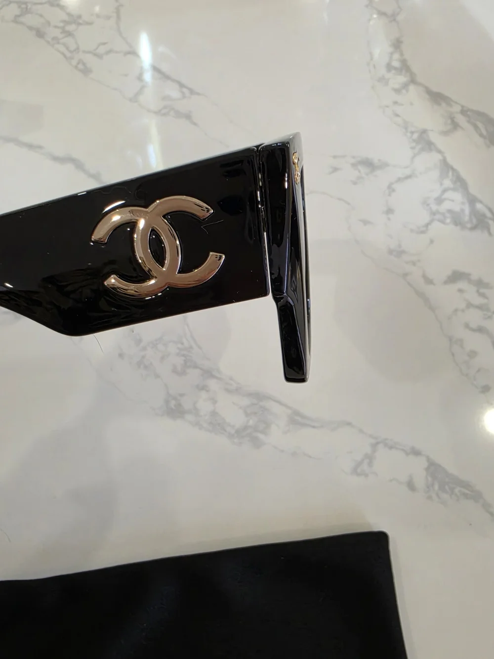 Chanel Black CC Logo Oversized Square Sunglasses
